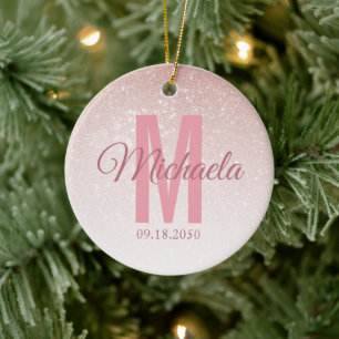 Monogrammet Ro i Modern Guld-Glitter Julgransprydnad Keramik