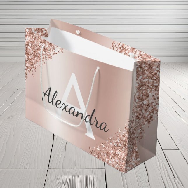 Monogrammet  Rosa ros Guld-metallisk Glitter (Skapare uppladdad)