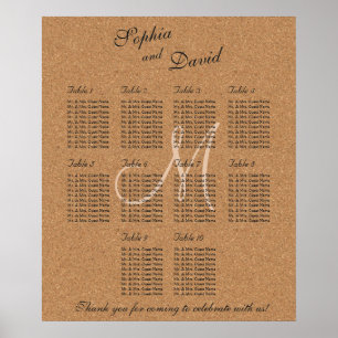 Monogrammet Rustic Vin Bröllop Kork 10 Poster