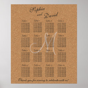Monogrammet Rustic Vin Bröllop Kork 16 Poster