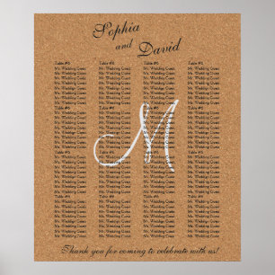 Monogrammet Rustic Vin Kork Bröllop Poster