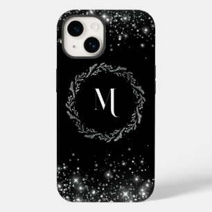 Monogrammet silver Glitter och Black Elegant