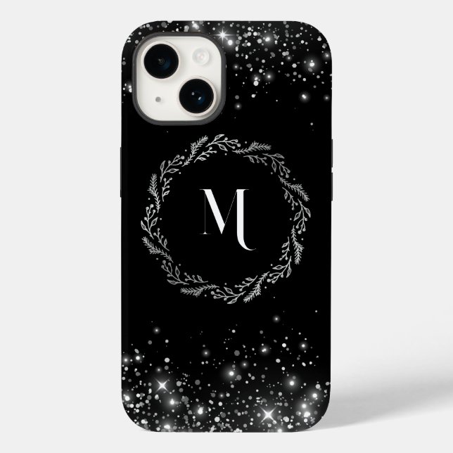 Monogrammet silver Glitter och Black Elegant (Baksida)