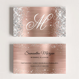 Monogrammet silver Glitter Ro guldfetter Finare Visitkort