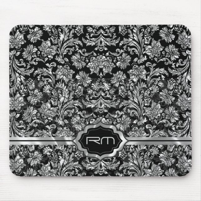 Monogrammet Skador för Black & Metallic Silver Blo Musmatta (Framsidan)