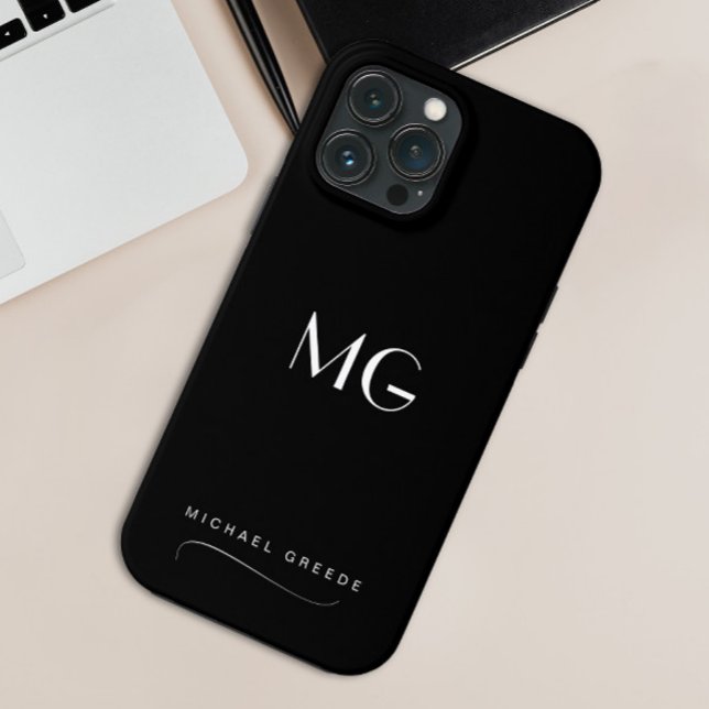 Monogrammet svart minimalistisk med Namn (Skapare uppladdad)
