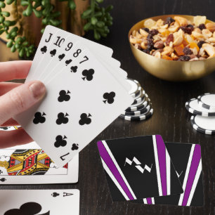 Monogrammet svart och Lila Art Deco-design Casinokort