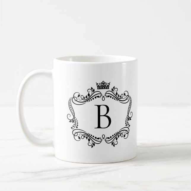 Monogrammet svart ram med krona kaffe mugg (Vänster)