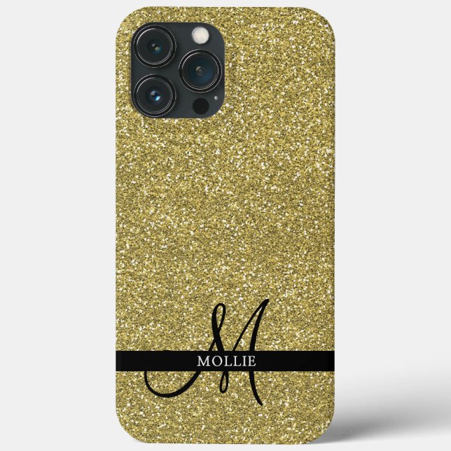 Monogrammet trendig Metallic Glitter Guld Light (Baksida)