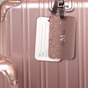 Monogrammetallisk avlyssning av Glitter med Guld R Bagagebricka