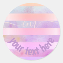 Monogrammets Abstrakt Regnbåge Rand i vattenfärg Runt Klistermärke