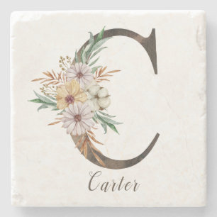 Monogrammets Personlig Stone Underlägg - initial C