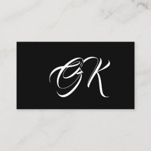 Monogramminimalistisk svartvit kalligrafi visitkort