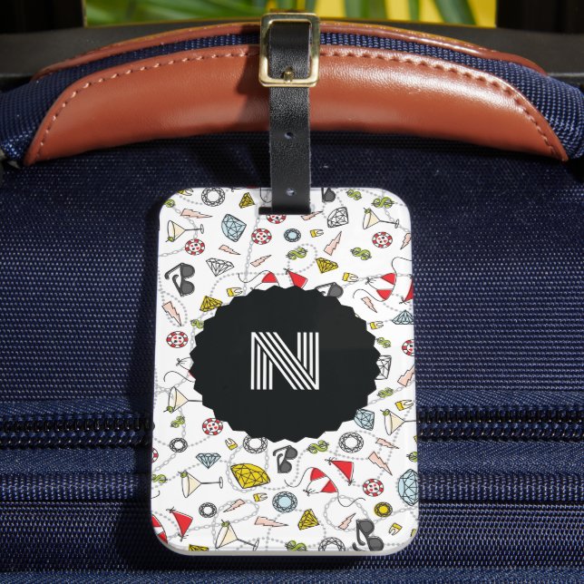 Monogrammiserad Las Vegas Poolparty-mönster Bagagebricka (Framsida Insitu 2)