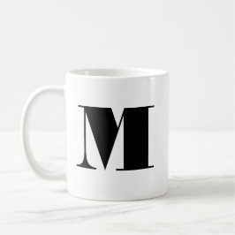 Monogrammodeller Modern minimalist svart vit mugg