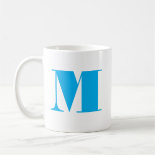 Monogrammodeller Modern minimalistisk blåvit mugg