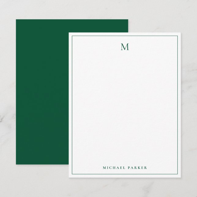Monogrammodern Grön Professionell  Tack Kort (Fram/baksida)