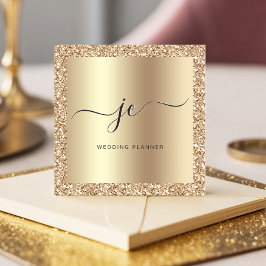Monogrammodern Guld Glitter Fyrkantigt Visitkort