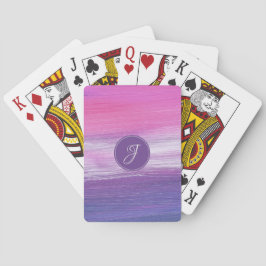 Monogrammografiskt modern abstrakt rosa lila grått casinokort