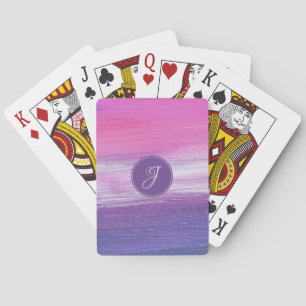 Monogrammografiskt modern abstrakt rosa lila grått casinokort