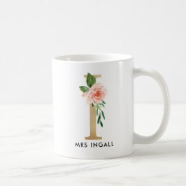 Monogrammugg, blom- Monogram mig, beställnings- Kaffemugg