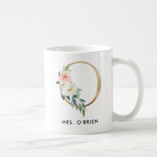 Monogrammugg, blom- Monogramnolla, beställnings- Kaffemugg