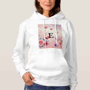 Monogramnamn Alla hjärtans dag hjärtan blommande a T Shirt
