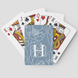 Monogramnamn Blå Modern Vildblomma Casinokort