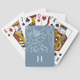 Monogramnamn Blå Modern Vildblomma Casinokort