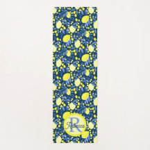 Monogramnamn Chic Medelhavet Citron Blått Blad