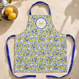 Monogramnamn Citron Blå Fransk Landstil Kakel