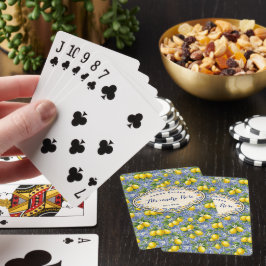 Monogramnamn Citron Blå Fransk Landstil Kakel  Casinokort