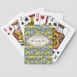 Monogramnamn Citron Blå Fransk Landstil Kakel  Casinokort