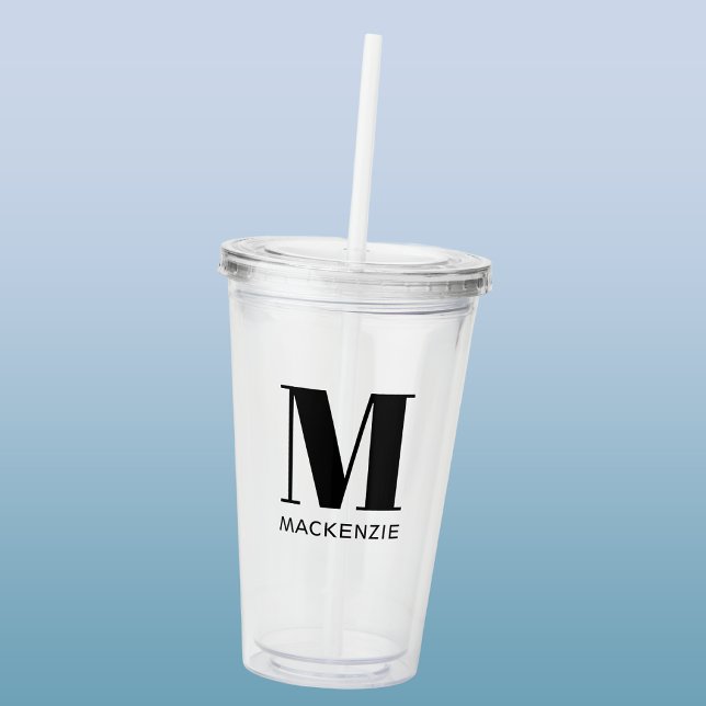 Monogramnamn Enkel Personlig Take Away Mugg (Modern simple personalized monogram initial custom name acrylic tumbler)