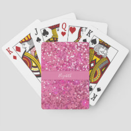 Monogramnamn Hot Pink Glitter Glans Casinokort