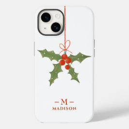 Monogramnamn Jul Holly Vinter Blommig