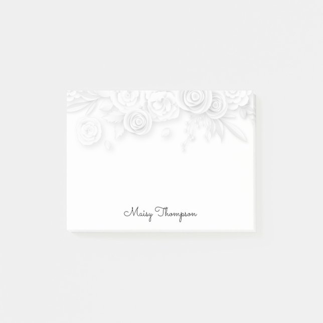 Monogramnamn med blomkant post-it block (Framsida)