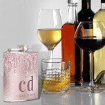 Monogramnamn med rosa glitterdropar fickplunta<br><div class="desc">En rosafärgad bakgrund med falska glitterdropar och en målad dropp-effekt. Mörk roséguld text. Personliggör med dina initialer och namn. Perfekt för födelsedagsfester,  bröllopsfester och möhippor.</div>