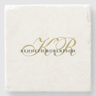 Monogramnamn minimalistisk guld svart Elegant Män Stenunderlägg
