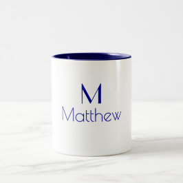 Monogramnamn Minimalistisk Mörkblå Modern Två-Tonad Mugg