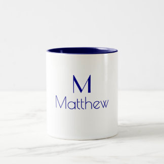Monogramnamn Minimalistisk Mörkblå Modern Två-Tonad Mugg