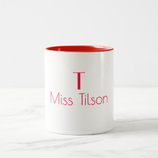 Monogramnamn Minimalistisk Röd Modern Lärare Två-Tonad Mugg