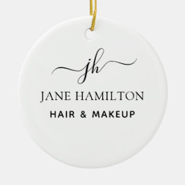 Monogramnamn och initial julgransprydnad keramik