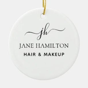 Monogramnamn och initial julgransprydnad keramik