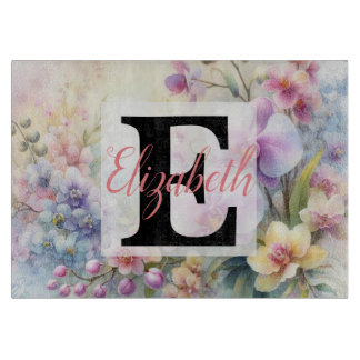 Monogramnamn på akvarell Blommor i pasteller
