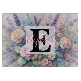 Monogramnamn på akvarell Blommor i pastellfärger