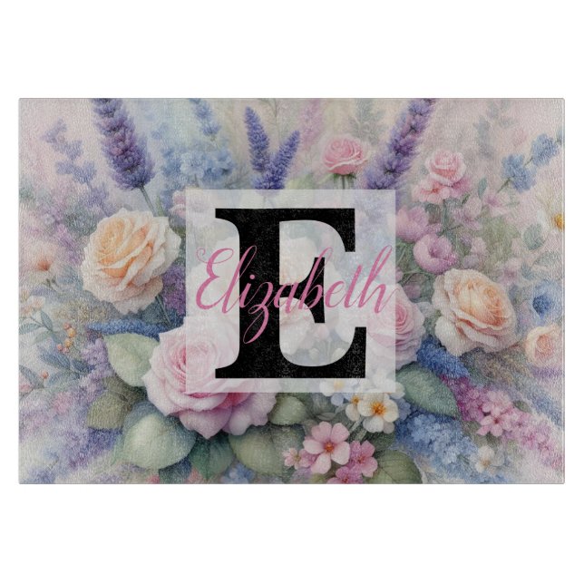 Monogramnamn på akvarell Blommor i pastellfärger   (Framsidan)