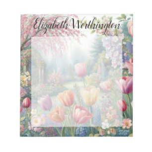 Monogramnamn på vintage vattenfärg blomsterpark anteckningsblock