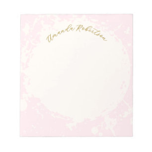 Monogramnamn Pastell Rosa Guld Sprutad Stilfull Anteckningsblock
