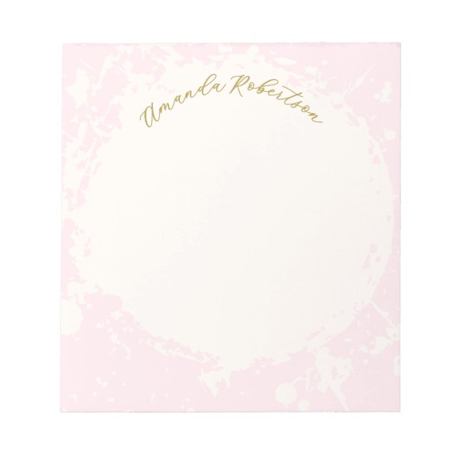 Monogramnamn Pastell Rosa Guld Sprutad Stilfull  Anteckningsblock (Framsida)